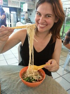 bbq pork noodle soup food court chinatown kualal lumpur malaysia