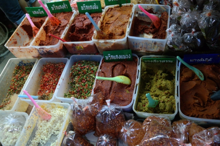 curry paste wet market bangkok thailand